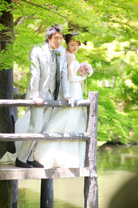 ウェディングドレスのロケーション前撮り